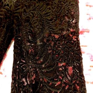 Bebe- LACE JUMPSUIT- never worn. Lace long sleeve, pants, shorts underneath.